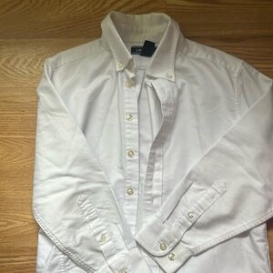 Three available! Size 8 Lands’ End boys white oxford button down uniform shirts.